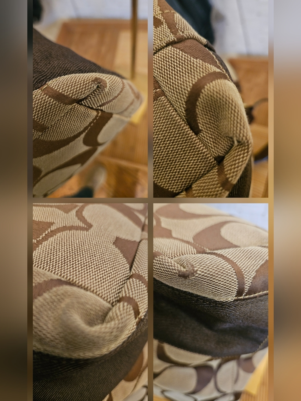 Coach Signature Jacquard Tote 10627 Brown Leather Trim Y2K Classic Signature C - Picture 11 of 11
